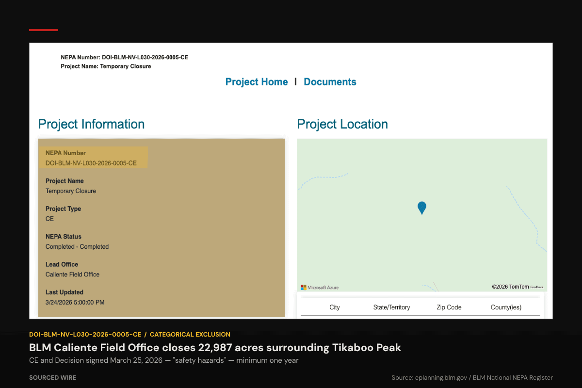 BLM Closes Tikaboo Peak — Area 51's Last Legal Public Vantage Point — Citing Safety Hazards