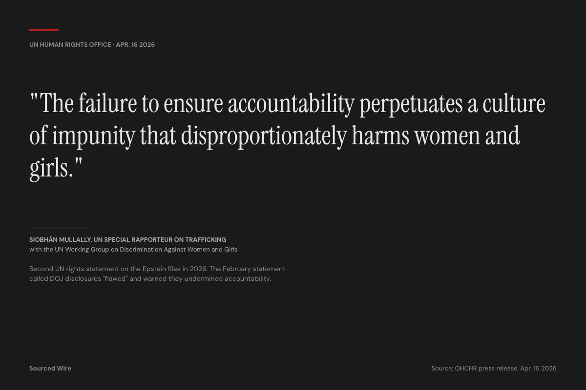 UN Rights Experts Demand Full Epstein Trafficking Probe, Warn 'Culture of Impunity' Is Protecting Perpetrators