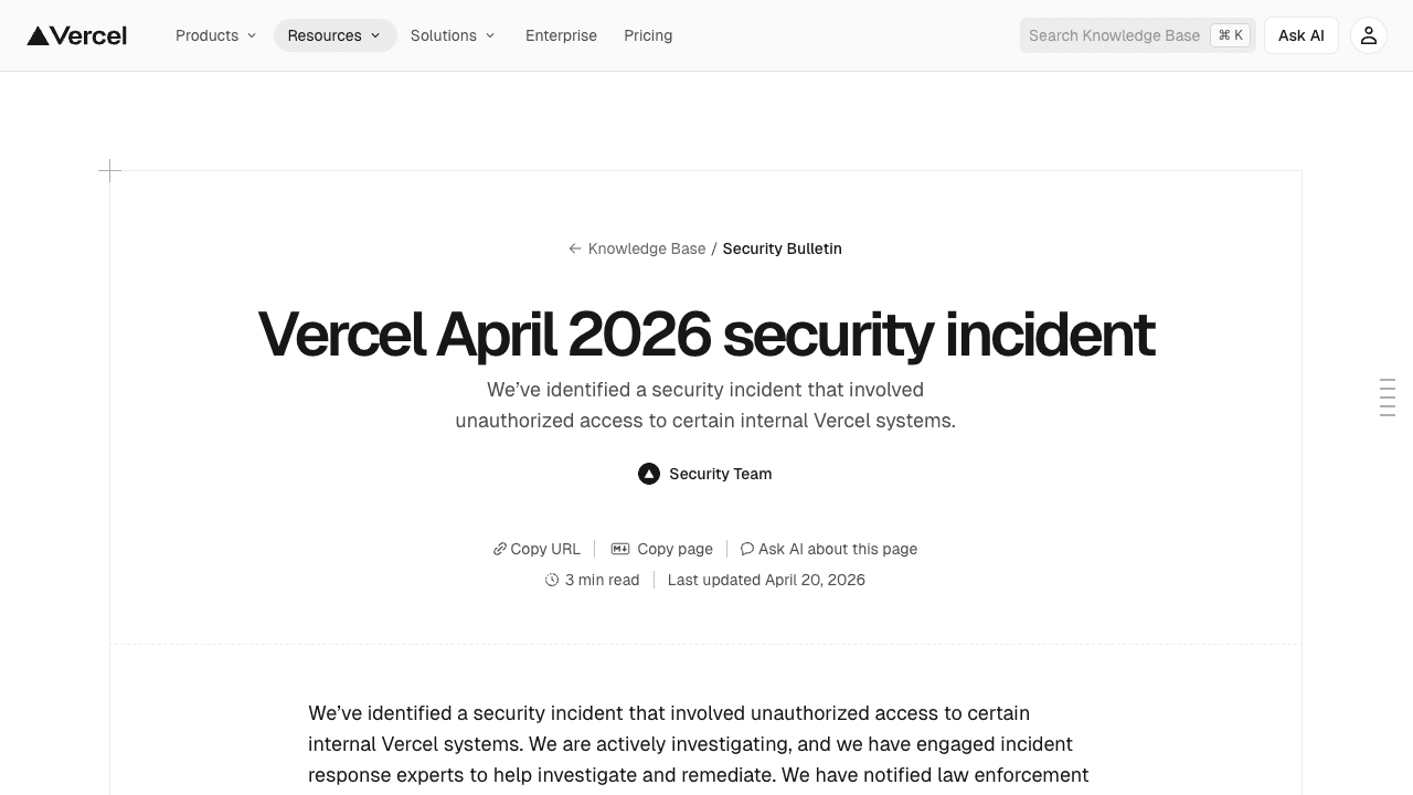 Vercel Confirms Security Incident: Attackers Entered Through Compromised Context.ai OAuth App